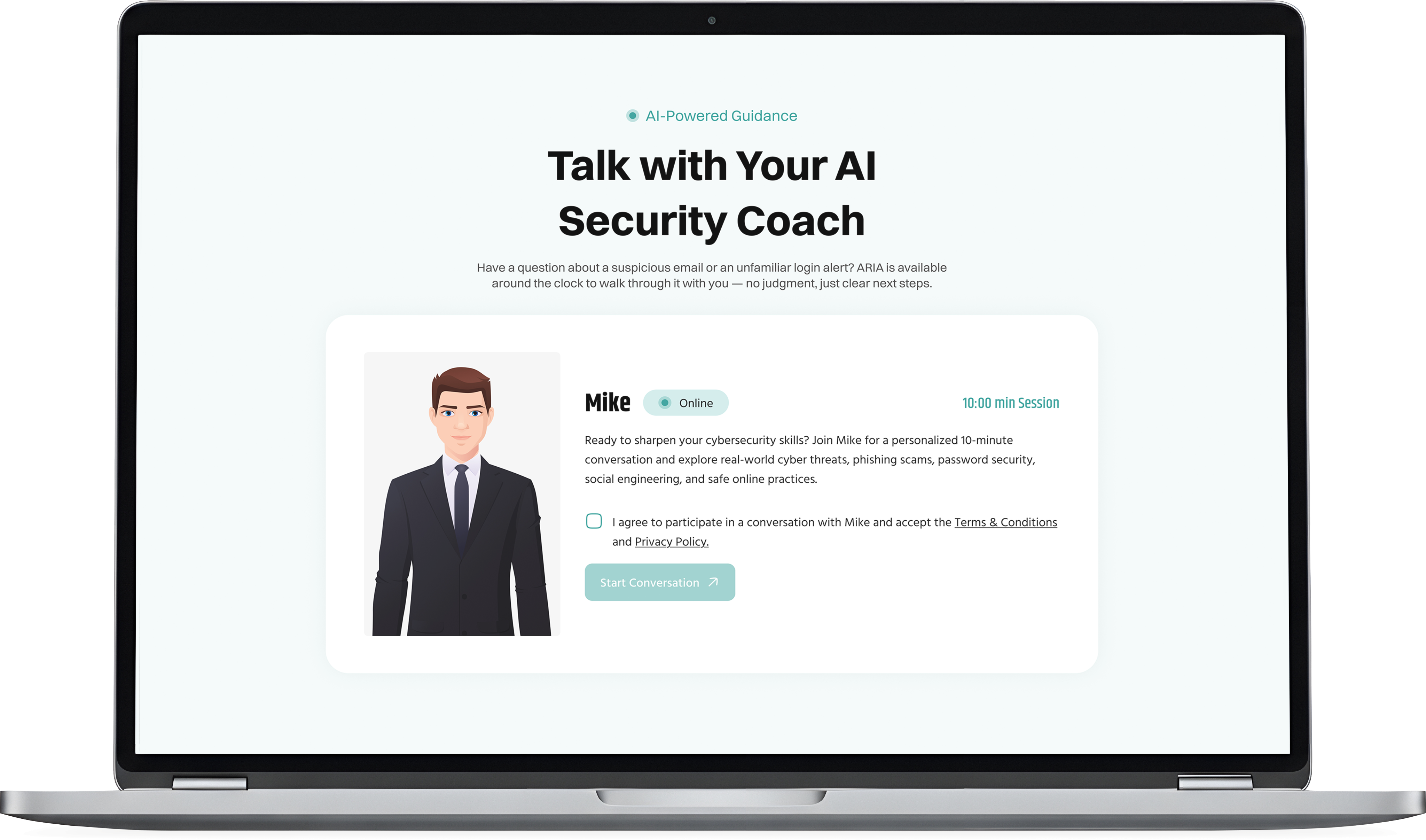 AI security coach conducting a voice-based pre assessment